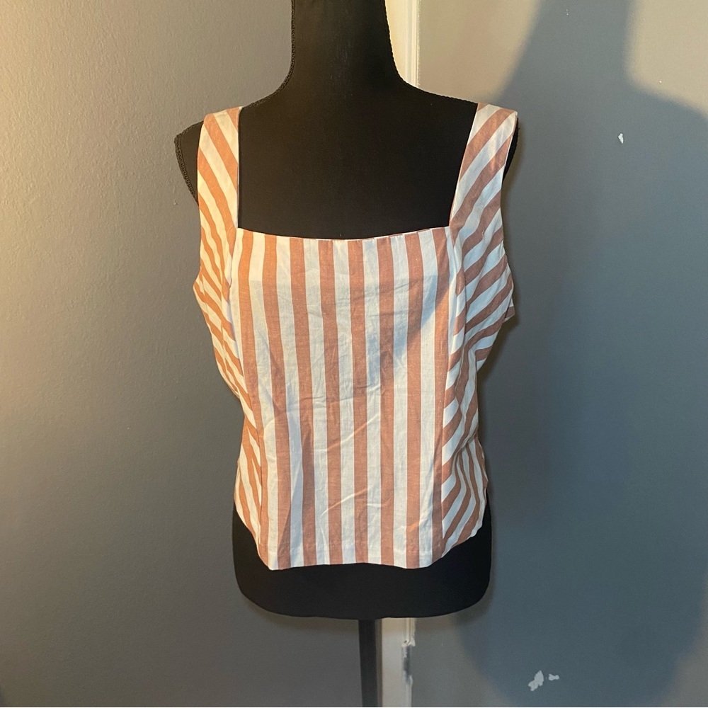 Tank Top Striped Cropped Size XL‎ Elastic Back Cottony Material NWT